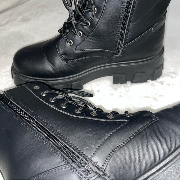 Laced Lugged Combat Boots - Picture 3 of 5